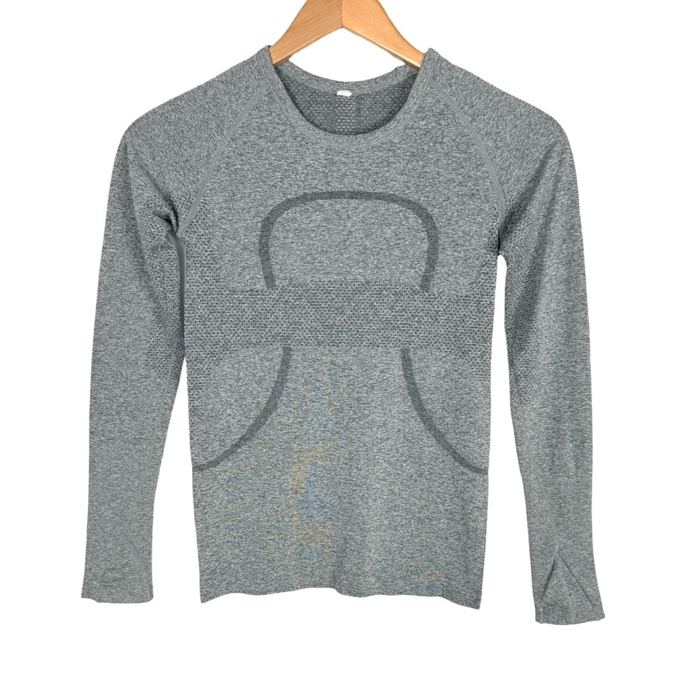 Lululemon swiftly tech Shirt Gray long sleeve Running Workout Crew Neck